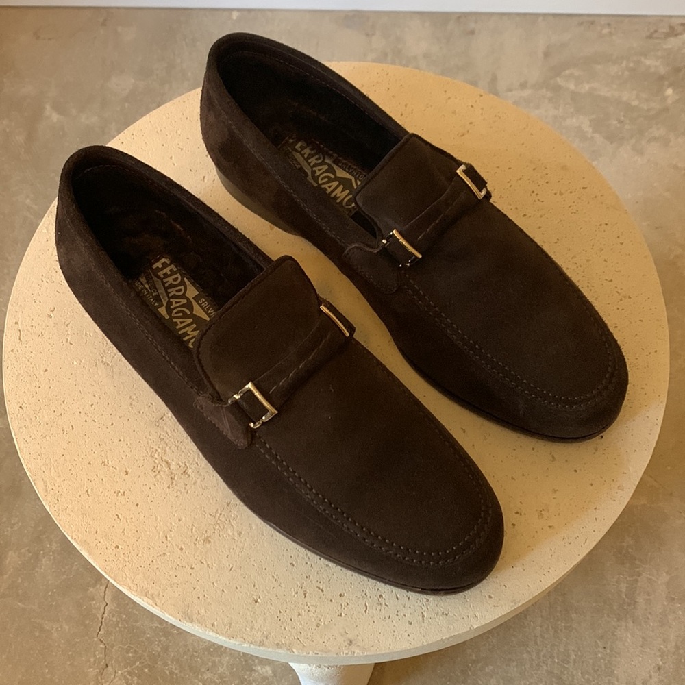 Salvatore Ferragamo - Men’s Dark Brown Suede Loafers - Picture 5 of 8